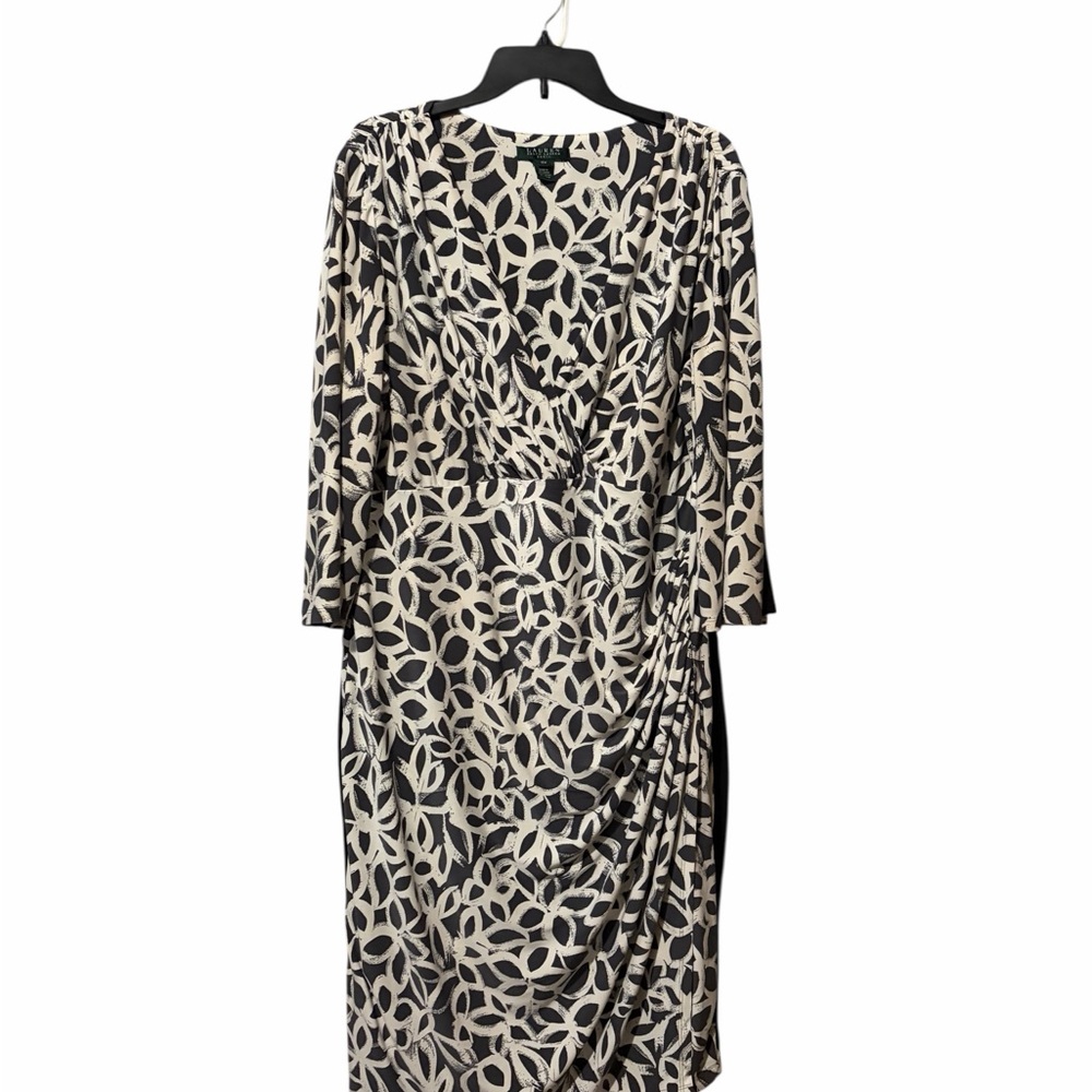 Ralph Lauren Black and Cream Long Sleeve Dress
